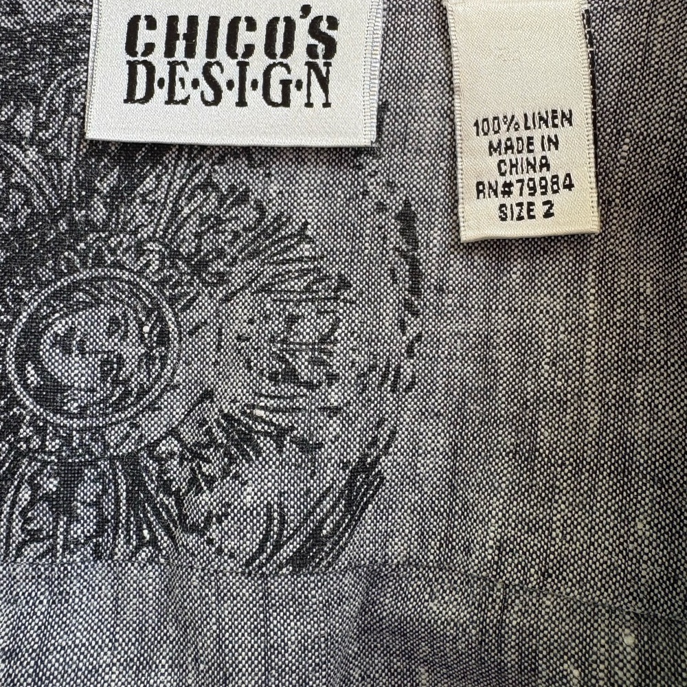 Classy & Chic Gray, Black, & Silver 100% Linen Jacket by Chico’s Design - Picture 9 of 11